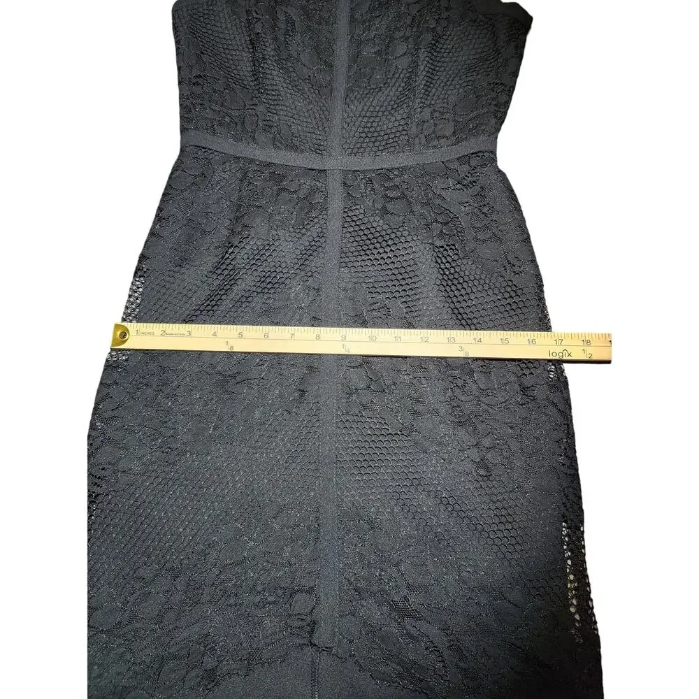 Adelyn Rae Womens Sheath Dress Black Floral Lace Crew Neck Sleeveless Zip Small